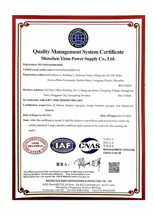 Quality Management System Certificate