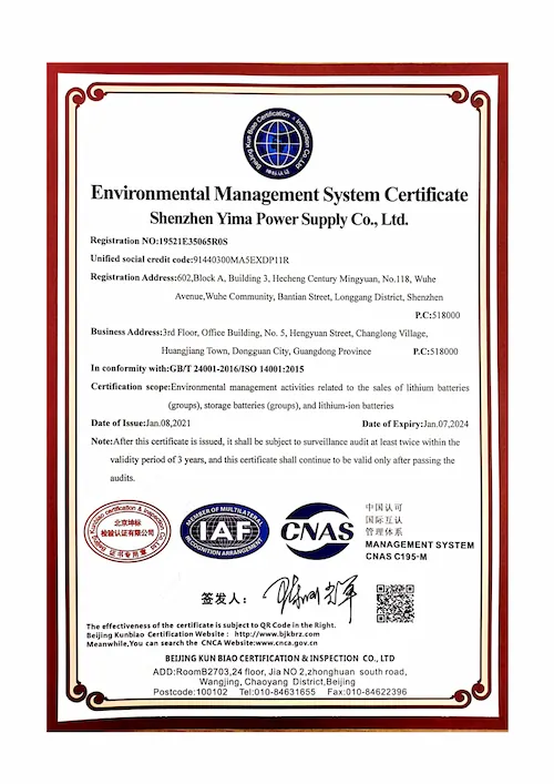 Environmental Management System Certificate